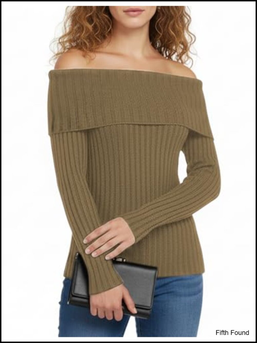 Maxure Women Off Shoulder Ribbed Knit Long Sleeve Pullover Sweater
